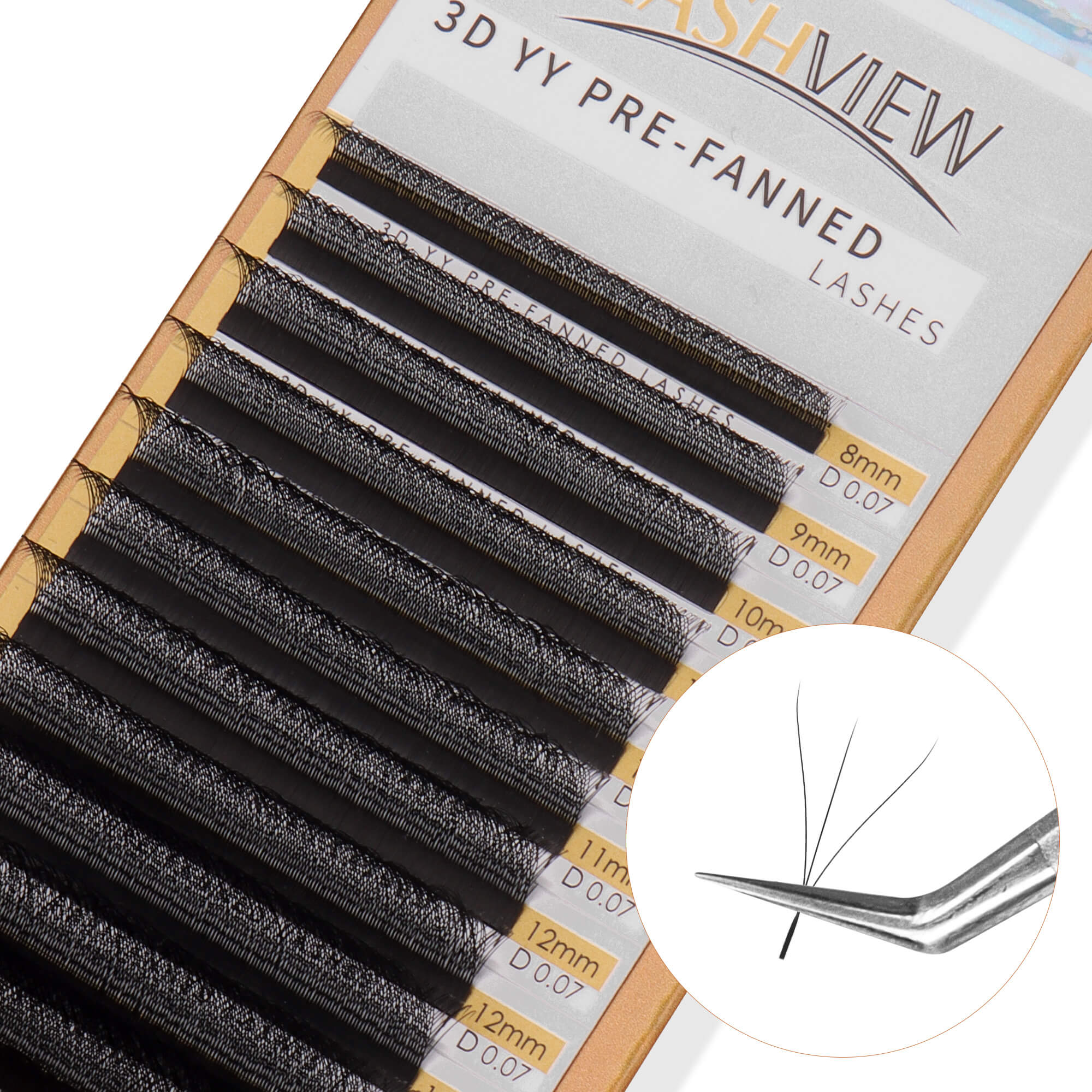 Pre-Fanned Eyelash Extensions 0.07mm (W-3D)