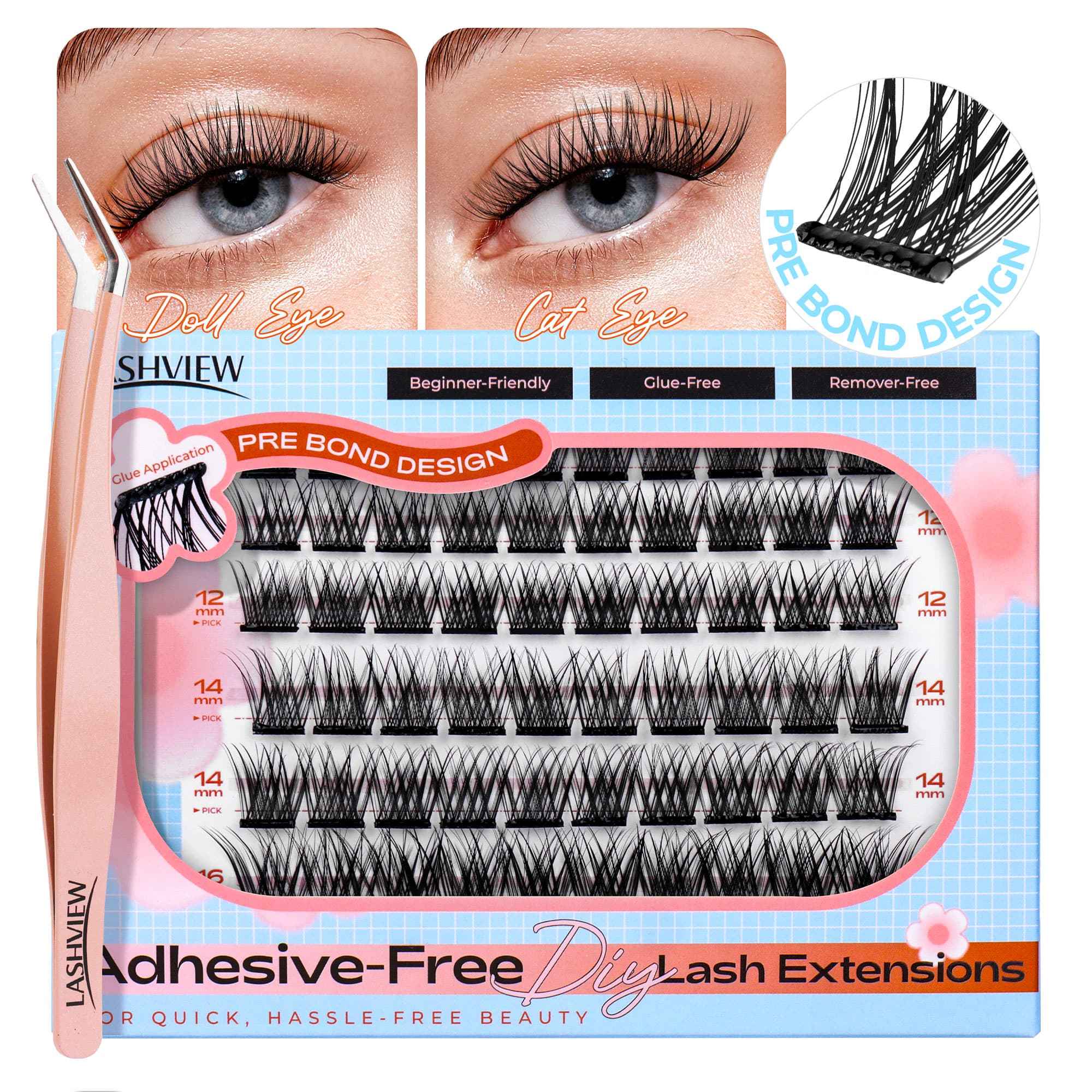 Lashview AC01 Self-adhesive Lashes with Applicator