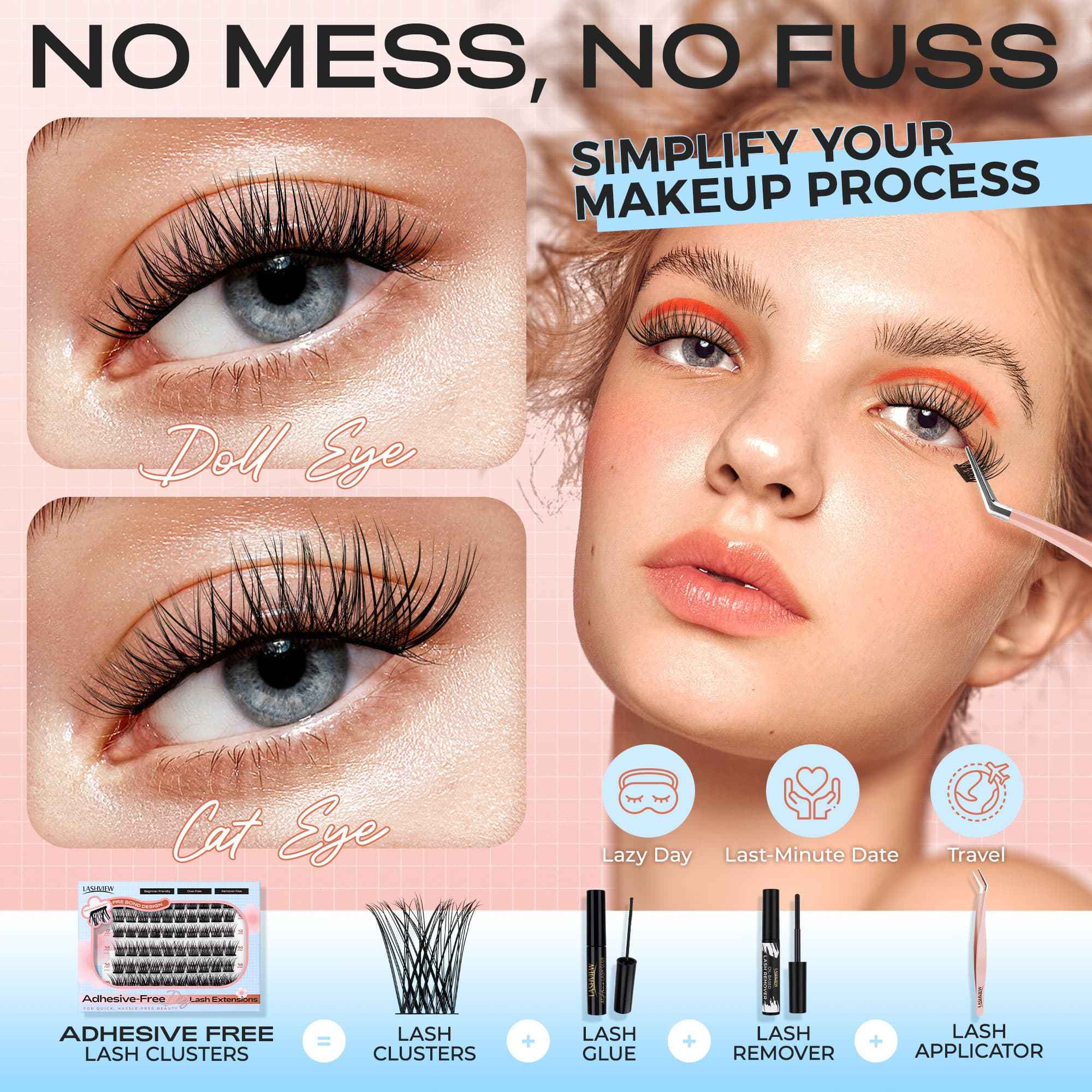 Lashview AC01 Self-adhesive Lashes with Applicator