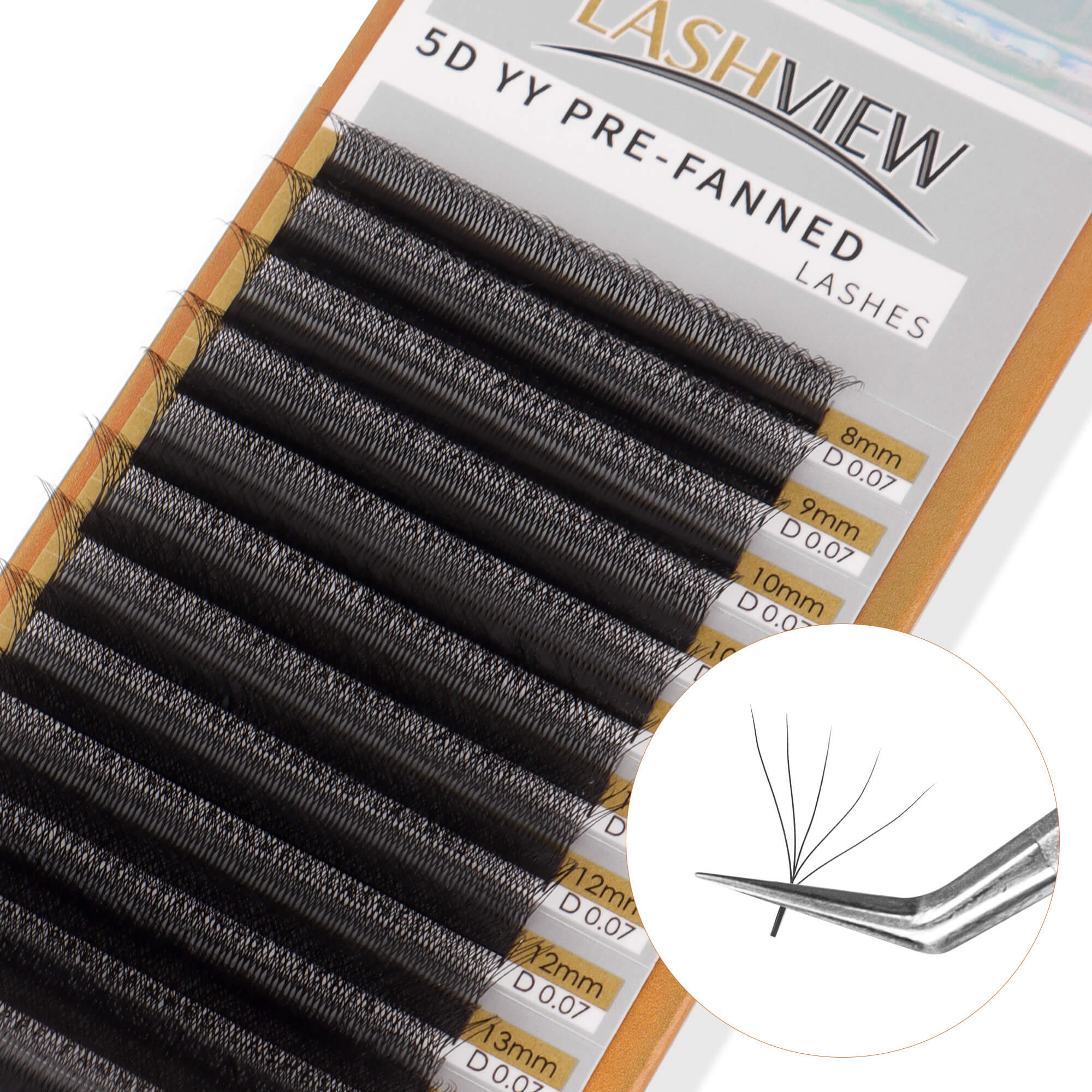 Pre-Fanned Eyelash Extensions 0.07mm (W-5D)