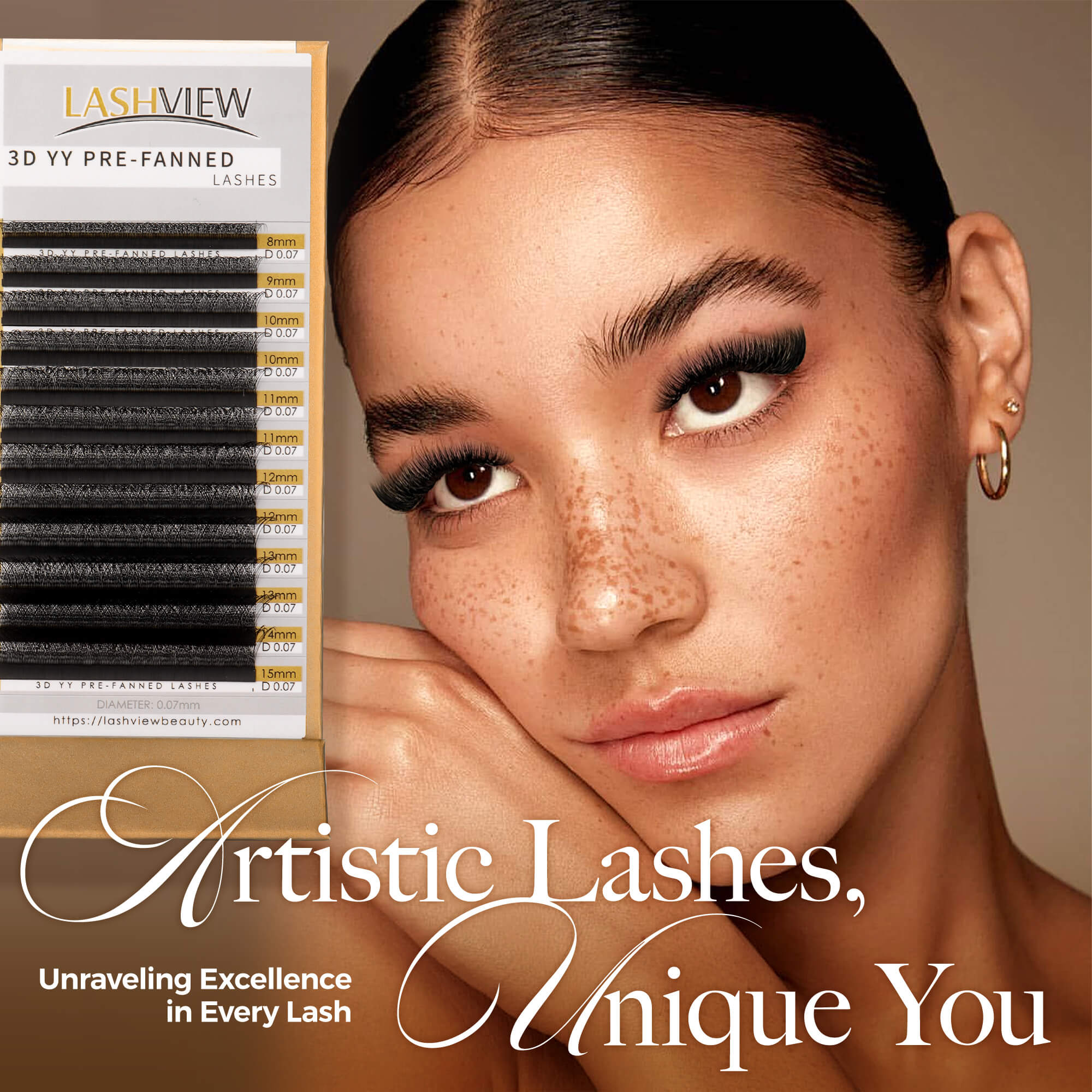 Pre-Fanned Eyelash Extensions 0.07mm (W-3D)