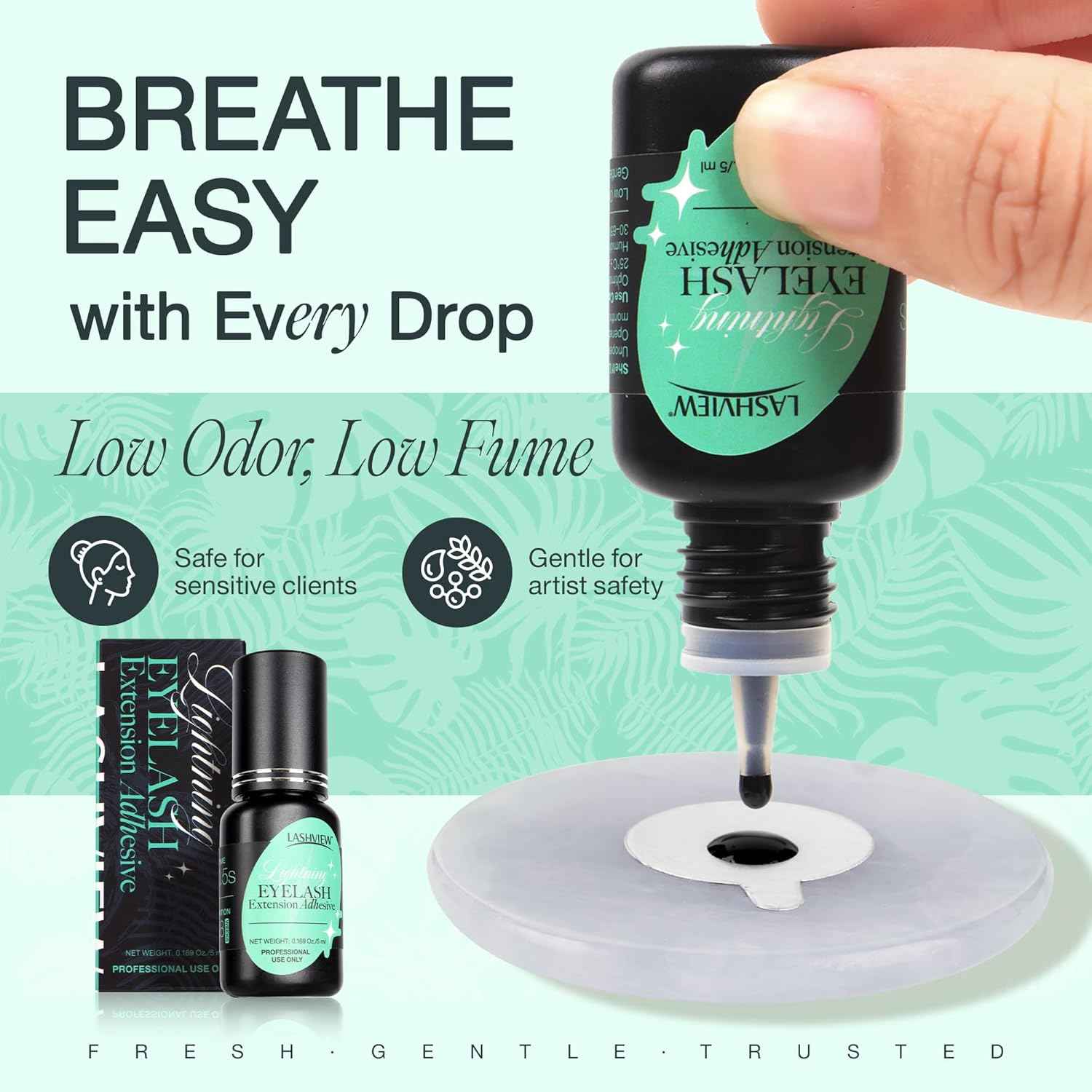 LASHVIEW Eyelash Extensions Glue 0.5s Drying Black Color