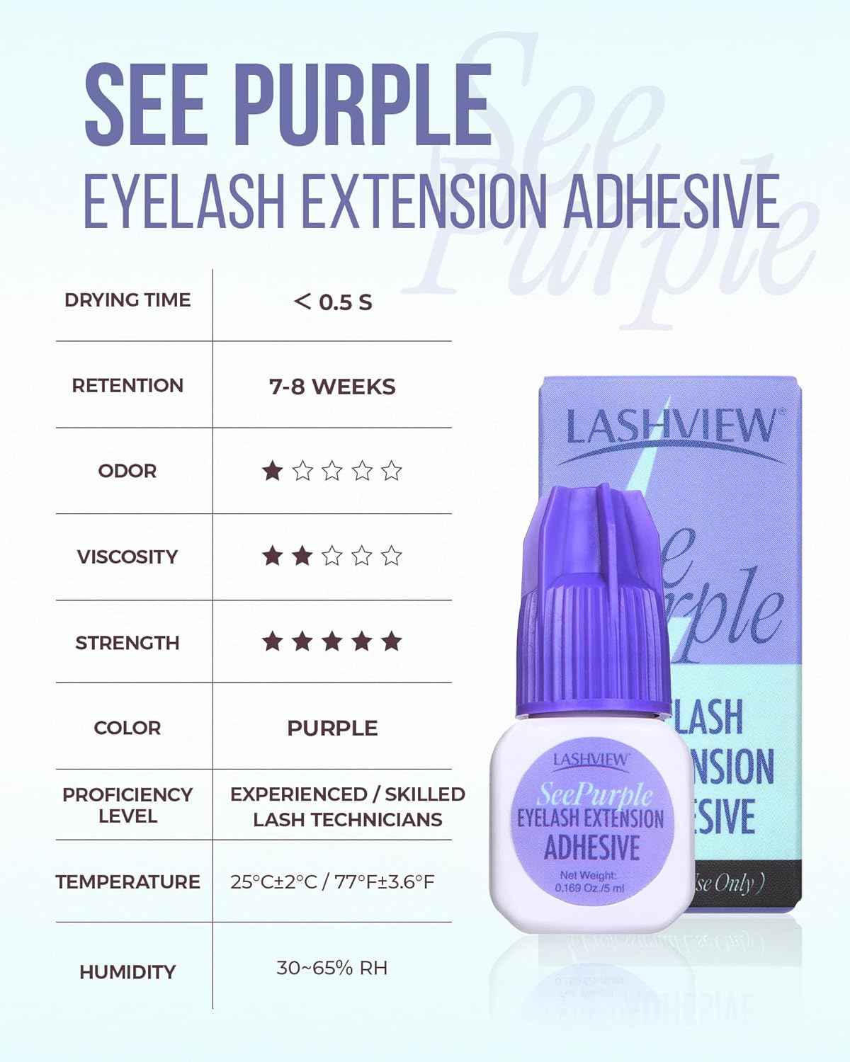 LASHVIEW Eyelash Extensions Glue 0.5s Dry Purple Color