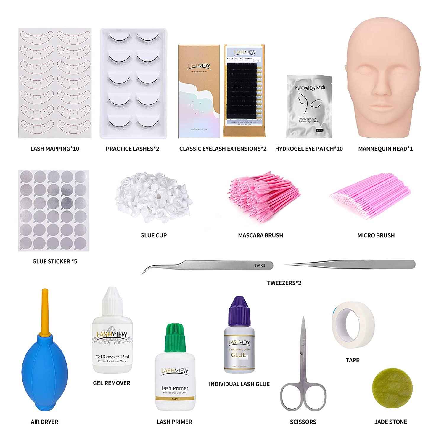 Lashview Eyelash Extension Starter Kit Pro All-in-one Kit for Lash Technicians