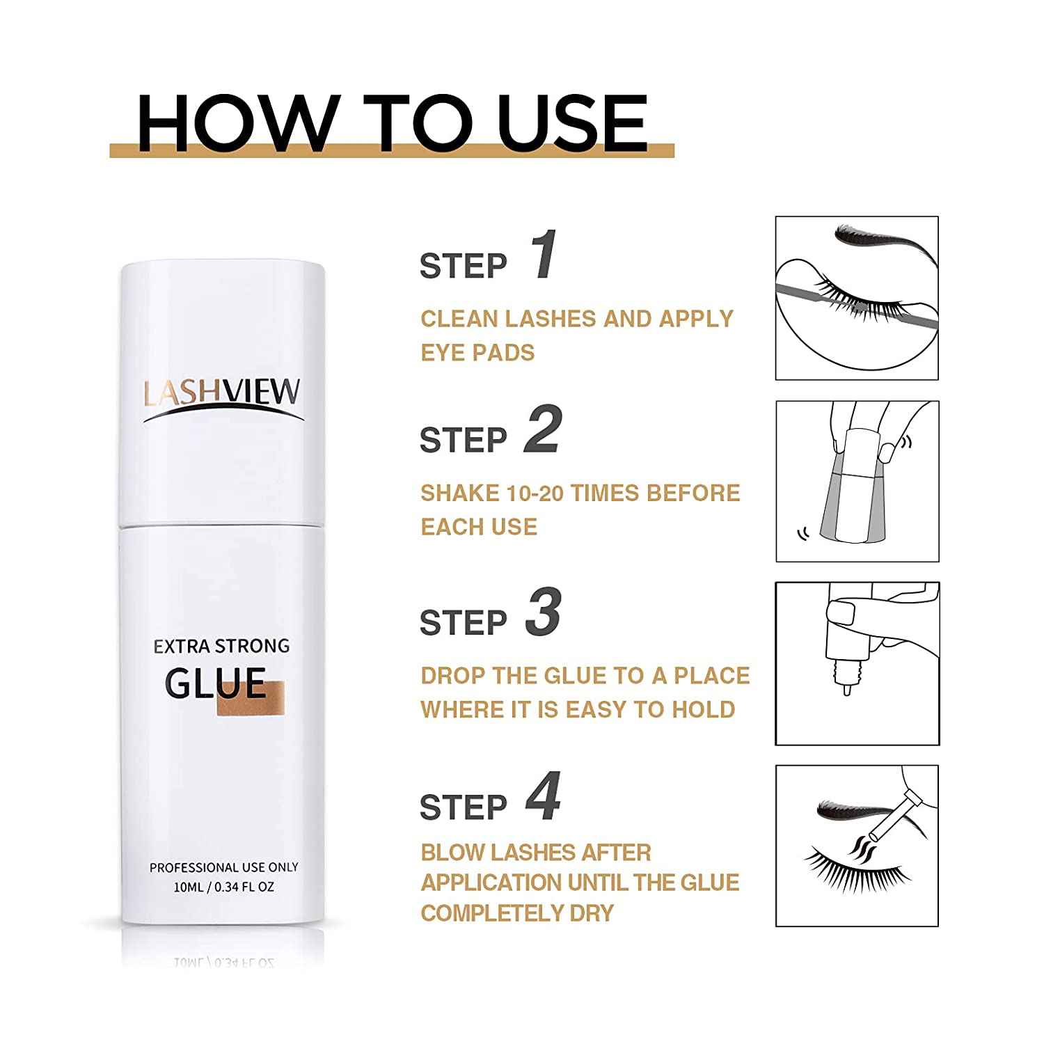Lashview Extra Strong Eyelash Extension Glue 10ml 1s fast drying Professional Use Glue