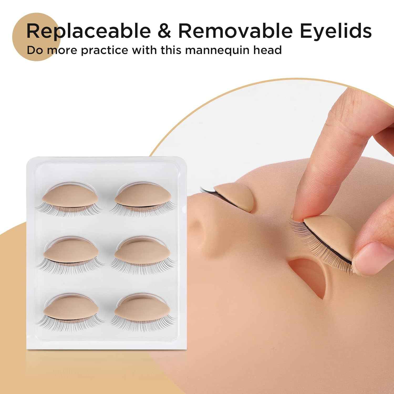 LASHVIEW Lash Mannequin Head with 4 Pairs Replaced Eyelids