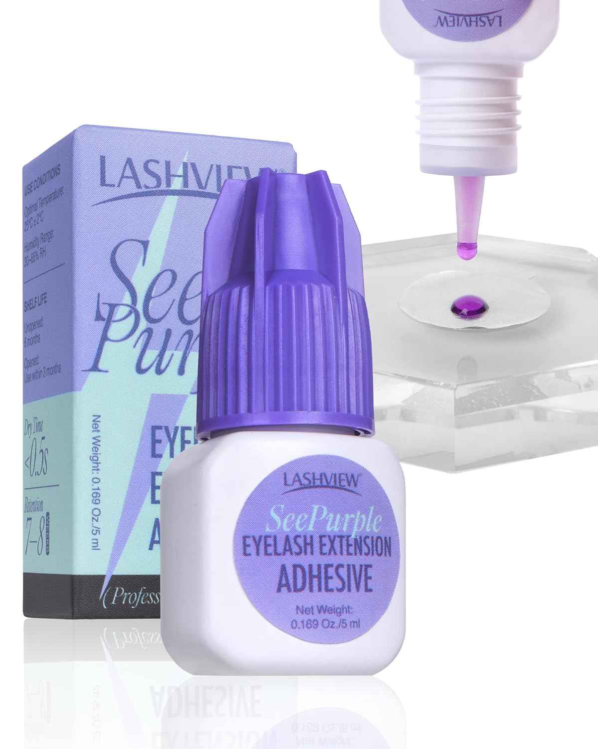 LASHVIEW Eyelash Extensions Glue 0.5s Dry Purple Color