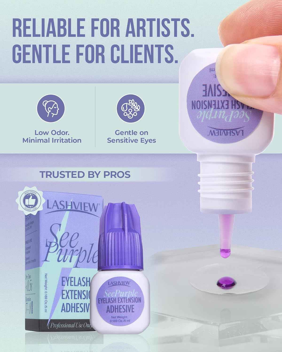 LASHVIEW Eyelash Extensions Glue 0.5s Dry Purple Color